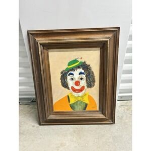 Red Skeleton Oil On Canvas Transfer "Holly Clown" Dated 1989 *RARE* 12x16